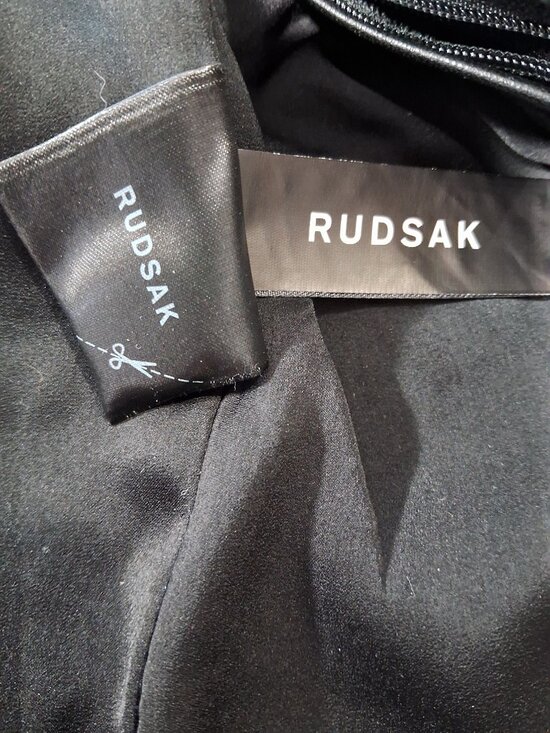 Rudsak Black Asymmetrical Coat with Genuine Leather Sleeves - Picture 15 of 15